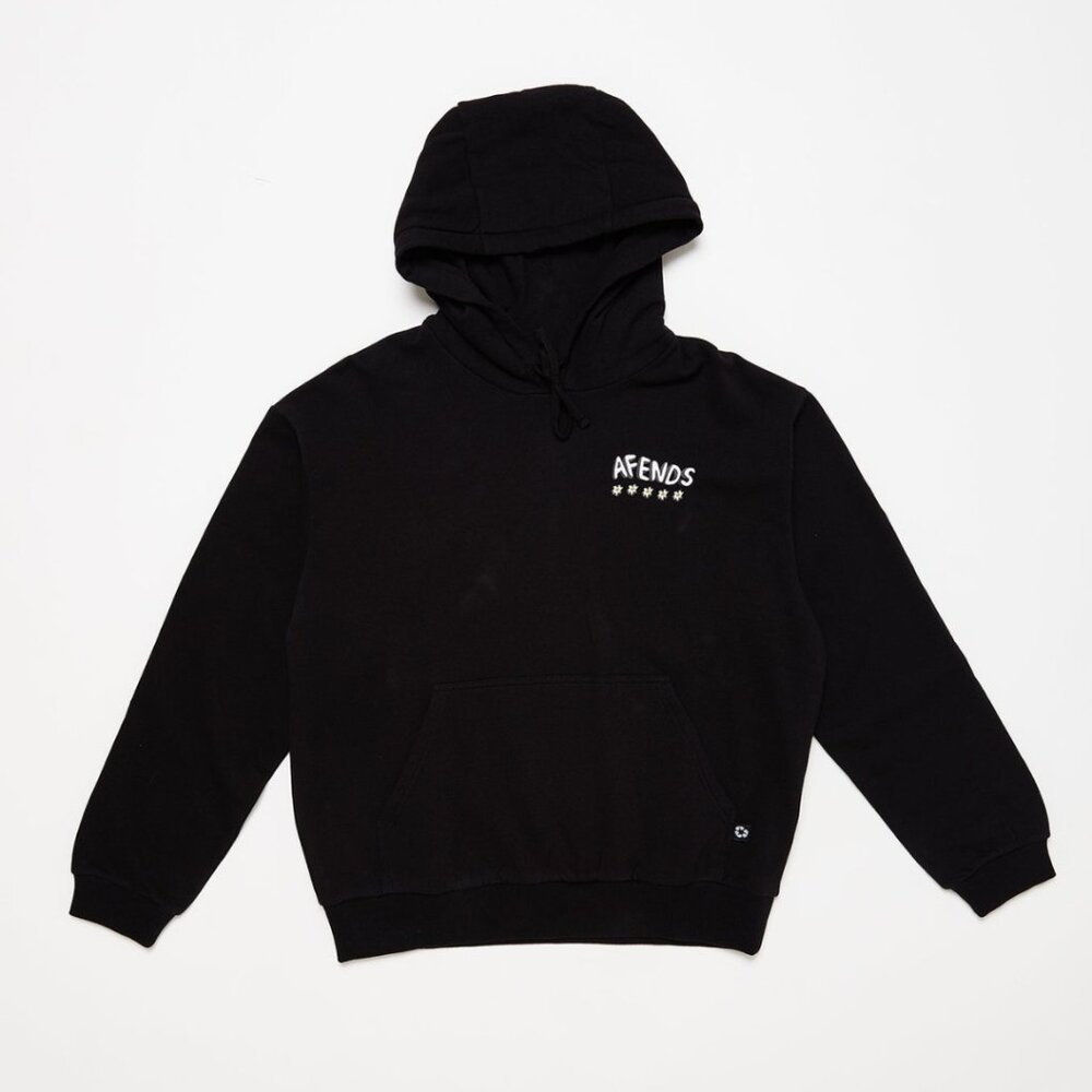 BNWT Afends - Flowers - Men's Recycled & Organic Cotton Black Hoodie